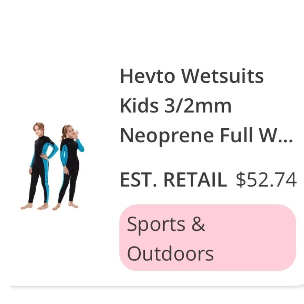 Hevto Kids Wetsuit Size 8 Full Body 3mm Neoprene Diving Surfing Suit Blue Black